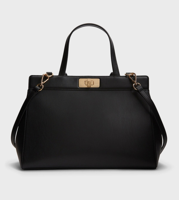 Twist Lock Detail Satchel Bag