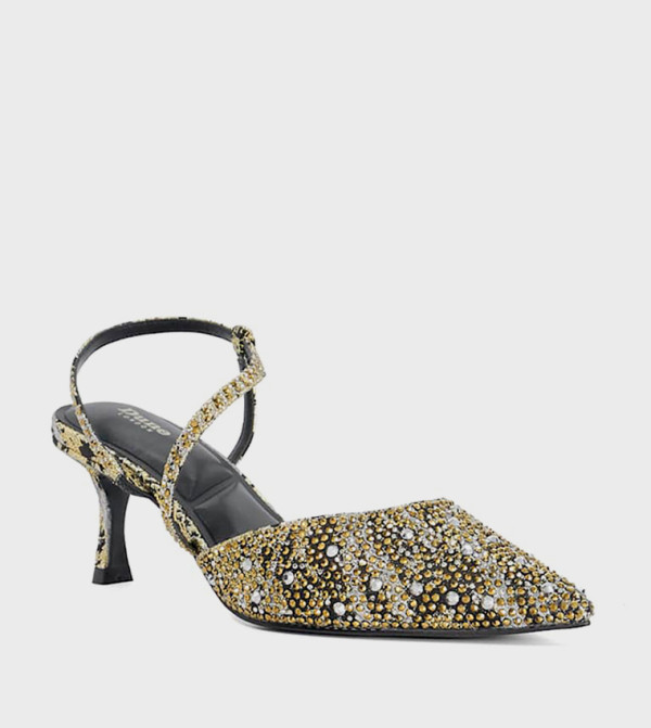 CHARMED Embellished Kitten Heel Mule Pumps