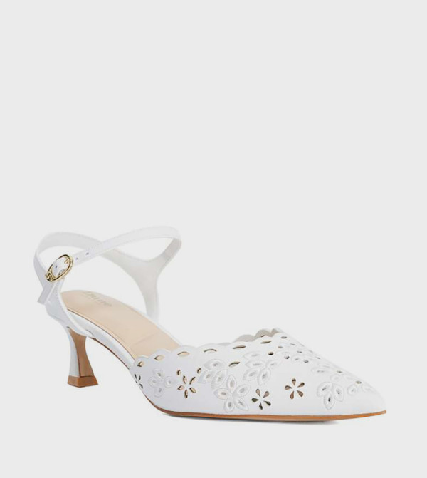 CONVINCING Openwork Kitten Heel Mule Pumps