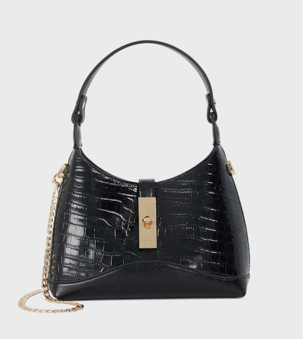 DINIDORSET Croc Textured Shoulder Bag