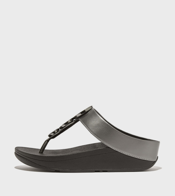 HALO Bead Circle Metallic Wedge Sandals