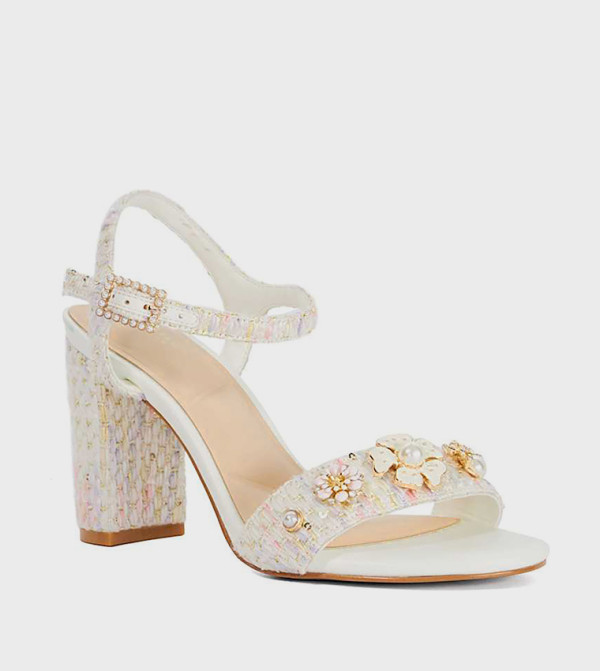 MENTION Embellished Block Heel Sandals
