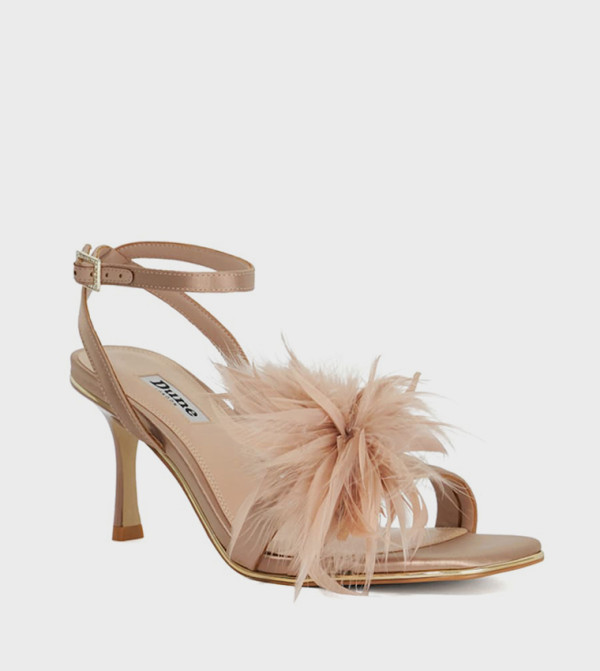 MIRABELLE Feather Corsage Dressy Heel Sandals