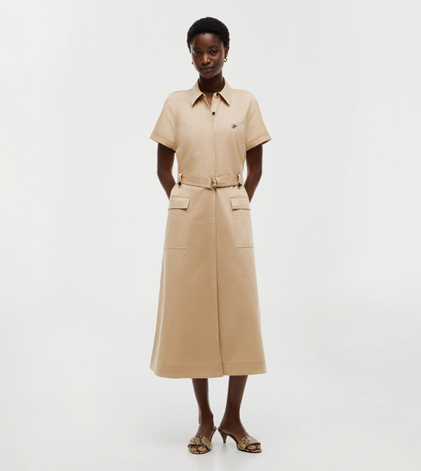Monogram Short Sleeves Shirt Dress