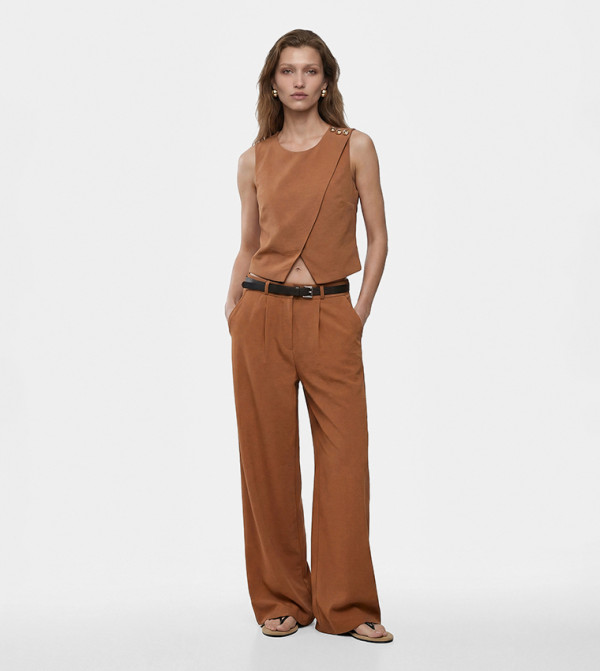 Gold Button Asymmetric Wrap Vest
