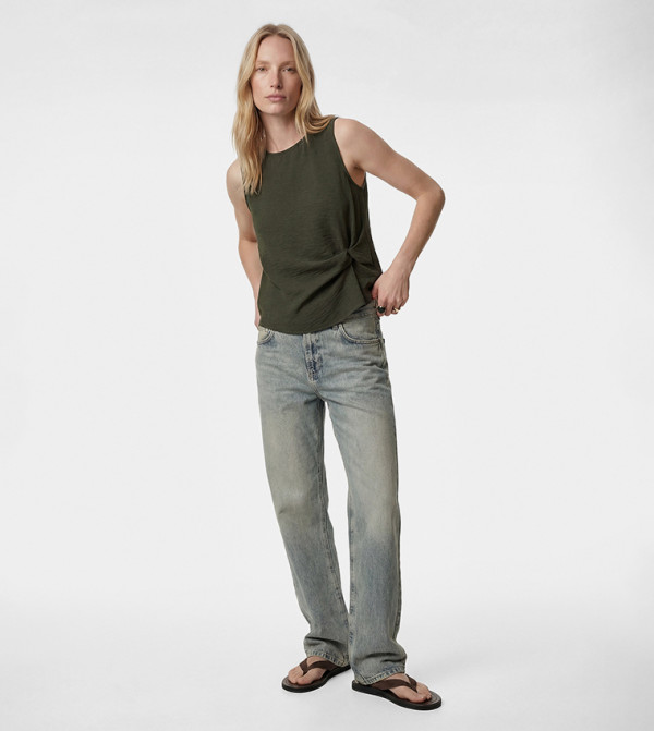 Twist Knot Detail Sleeveless Cropped Top