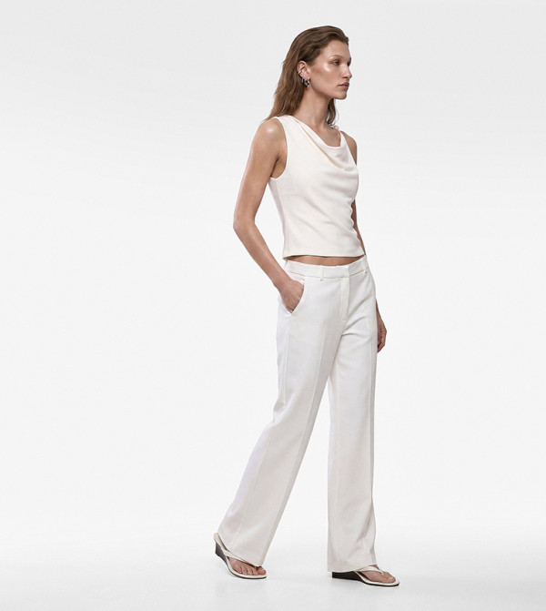 Solid Asymmetric Cowl Neck Top