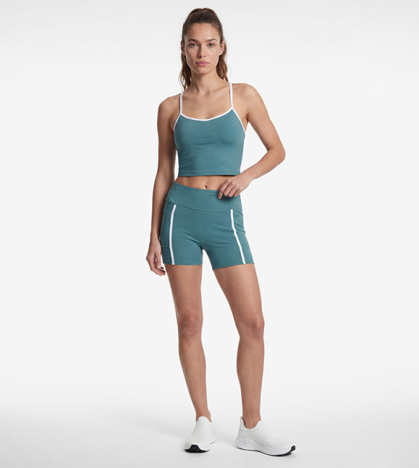 Solid Scoop Neck Sleeveless Sports Bra