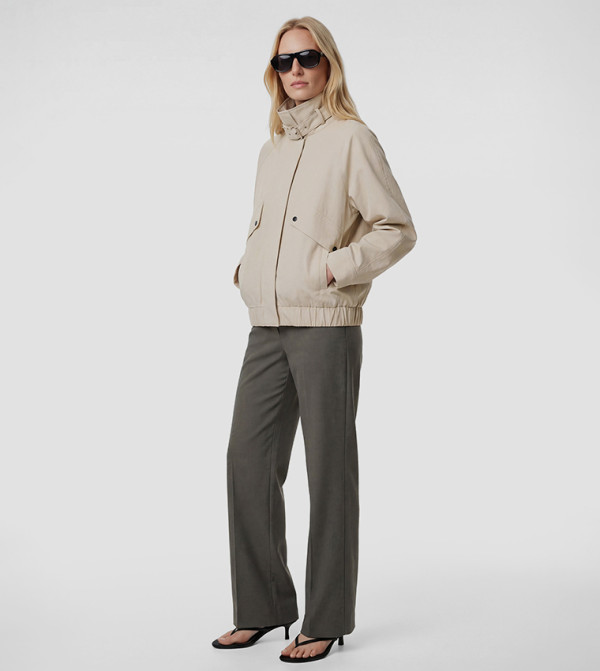 Textured Button Waist Wide Leg Pants