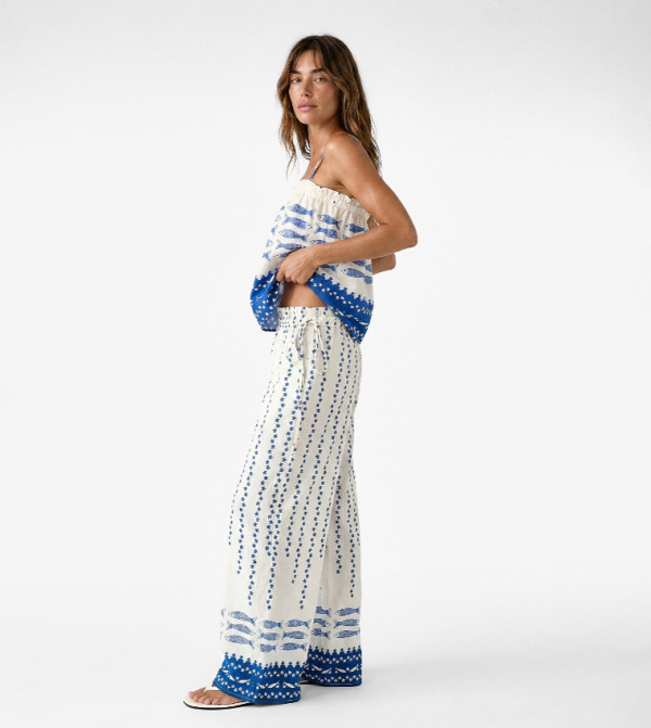Printed Wide Leg Trousers