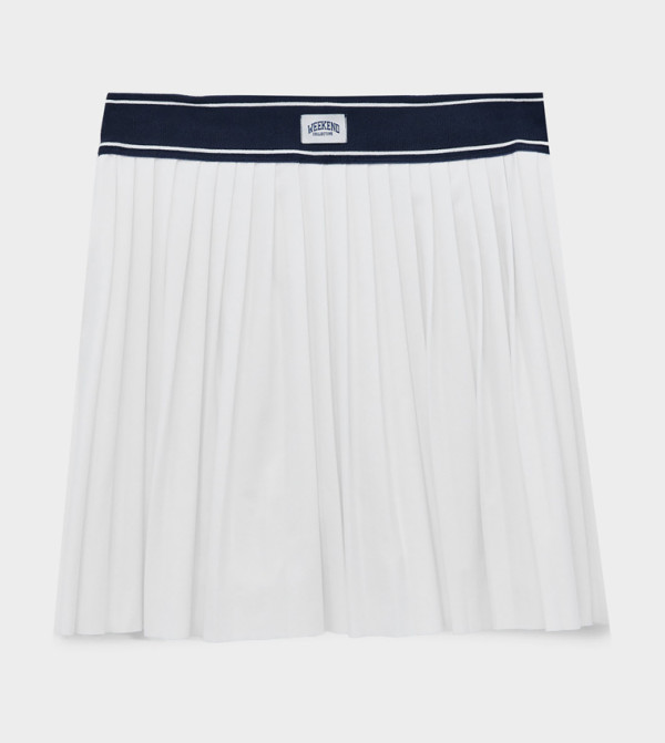 Solid Pleated Mini Skirt