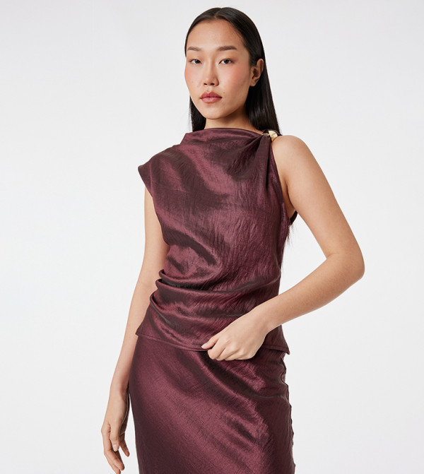 Gold-tone Clasp Draped Sleeveless Top