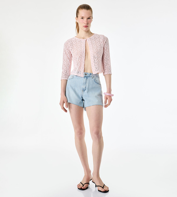 Lace Crew Neck Crop Top