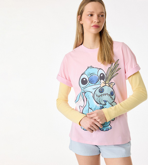 Character Graphic Cuffed Short Sleeve Oversized T-Shirt