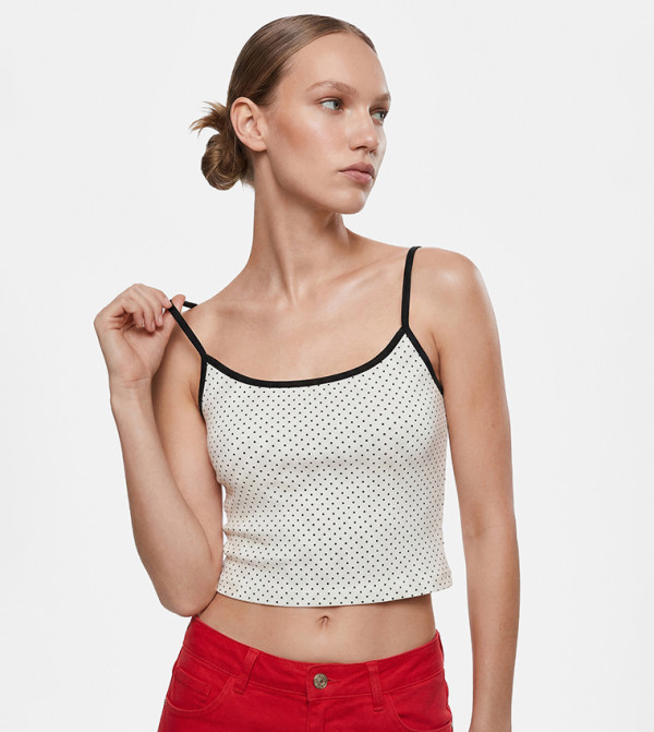 Polka Dots Strappy Cropped Top