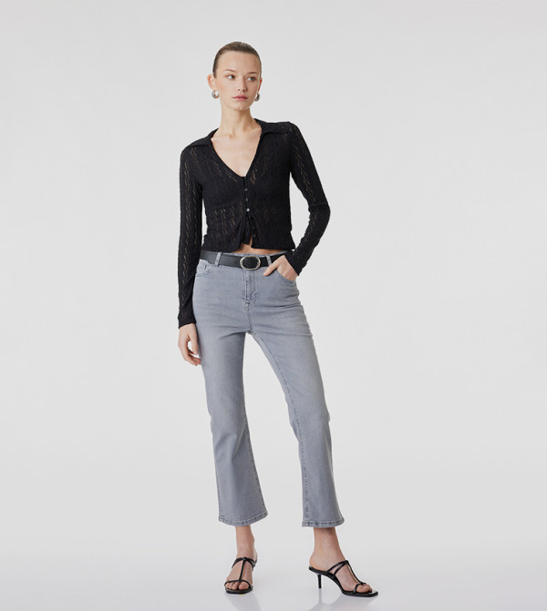 Washed Cropped Bootcut Jeans