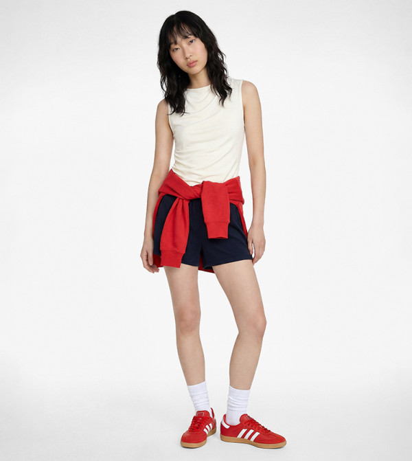 Solid Drawstring Waist Shorts