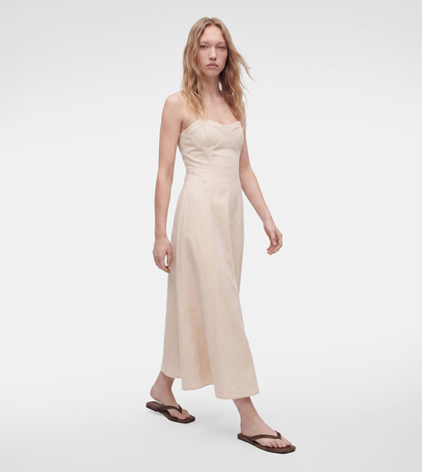 Solid Sweetheart Neck A-Line Maxi Dress