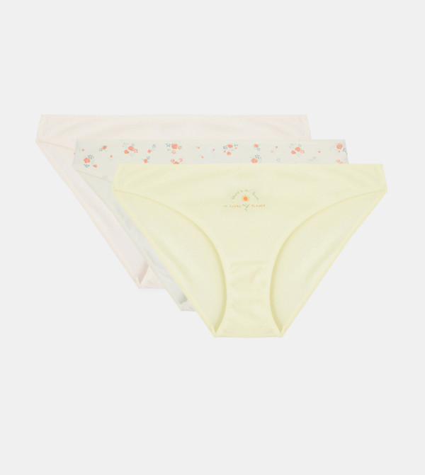 3 Pack Floral Print Bikini Briefs