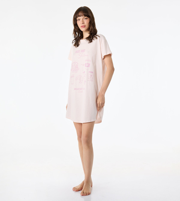 Graphic Short Sleeves Nightdress