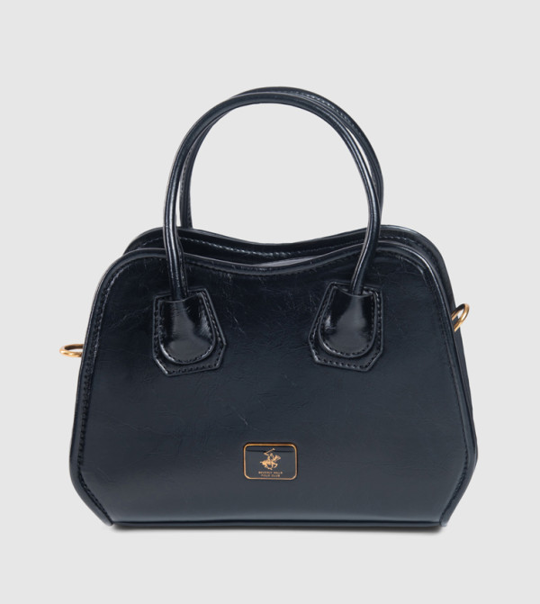 Logo Detail Solid Zip Satchel Bag