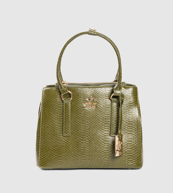 Croc Textured Zip Satchel Bag