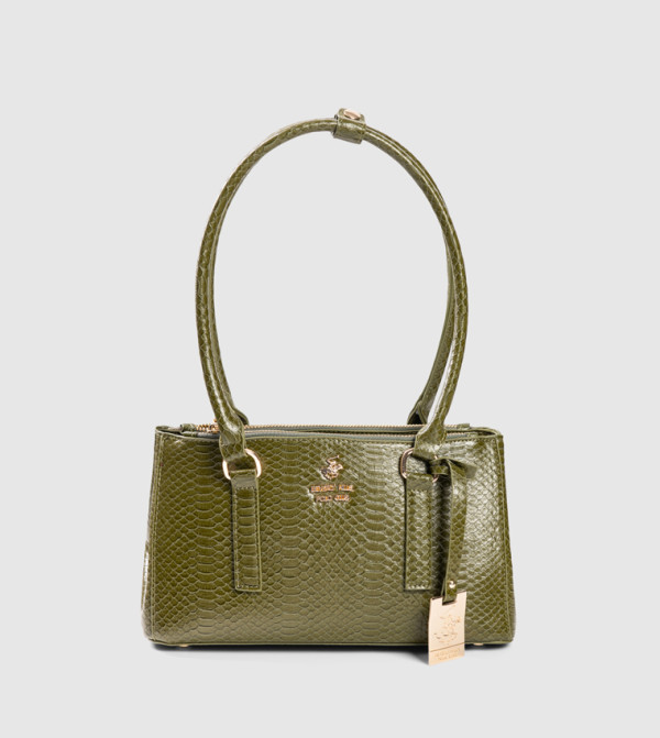 Snake Textured Zip Shoulder Bag