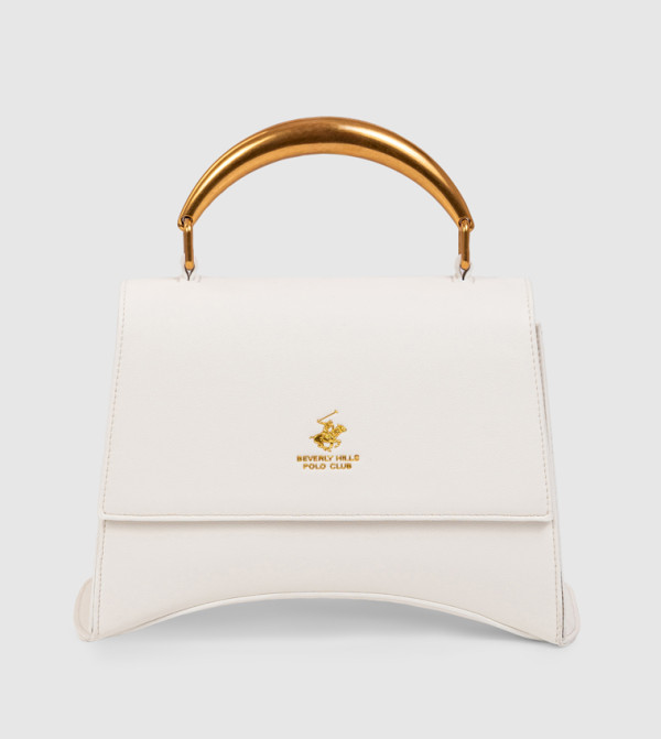 Logo Detail Push Lock Handheld Bag