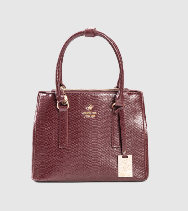 Croc Textured Zippered Satchel Bag