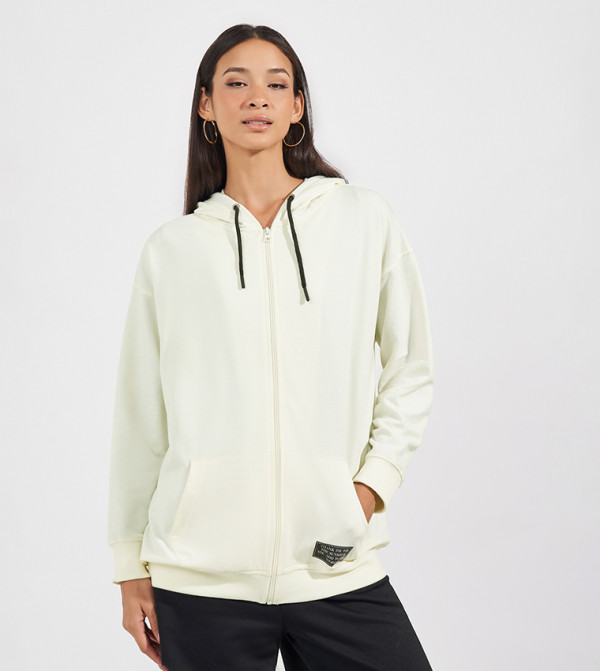 Badge Detail Zip Through Oversized Jacket