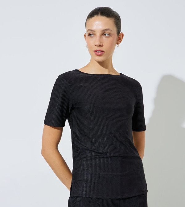 Short Sleeves Plisse Top