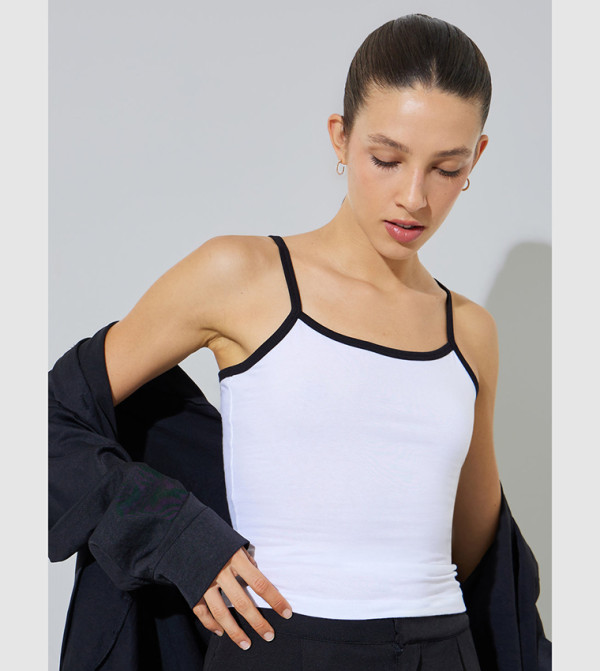 Cotton Lycra Cami Top wih Contrast Trim