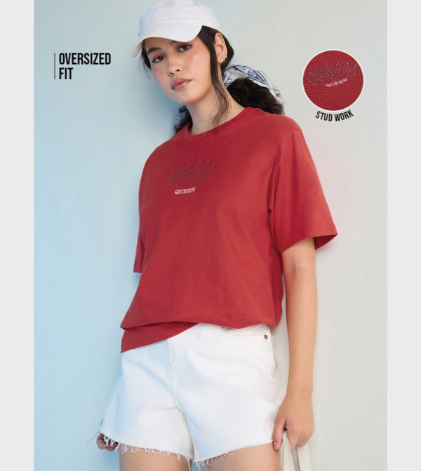 Stud Detail Oversized T-Shirt