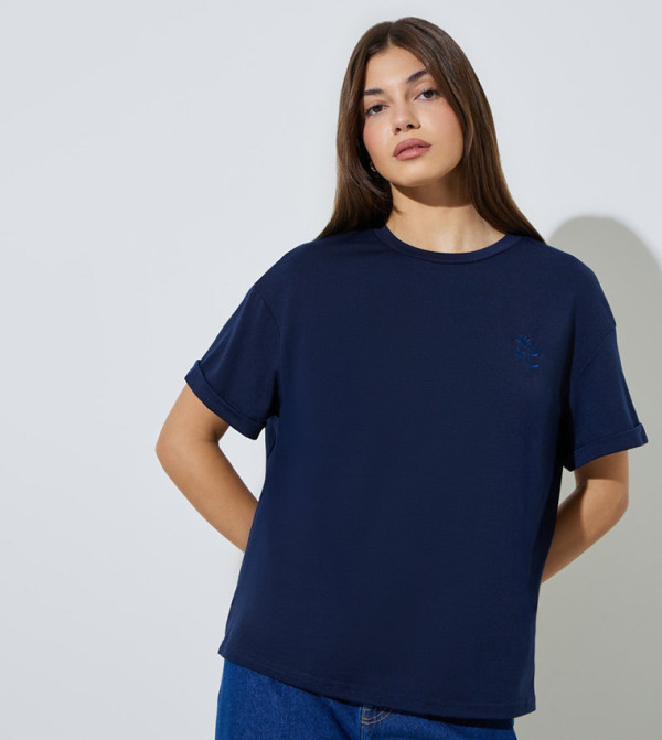 Crew Neck Embroidered Regular T-Shirt