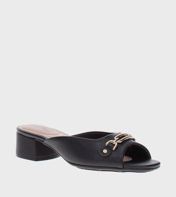 Metal Accent Block Heel Sandals