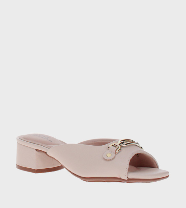 Metal Accent Block Heel Sandals