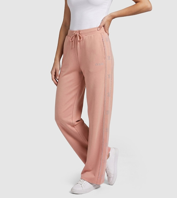 Embellished Drawstring Waist Wide Leg Trousers