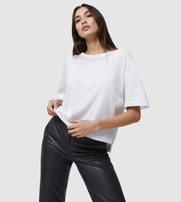 TALLY Solid Crew Neck T-Shirt