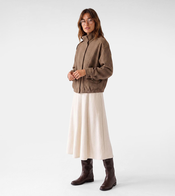 Solid A-Line Midi Skirt