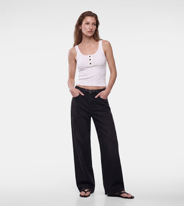 Ribbed Scoop Neck Tank Top
