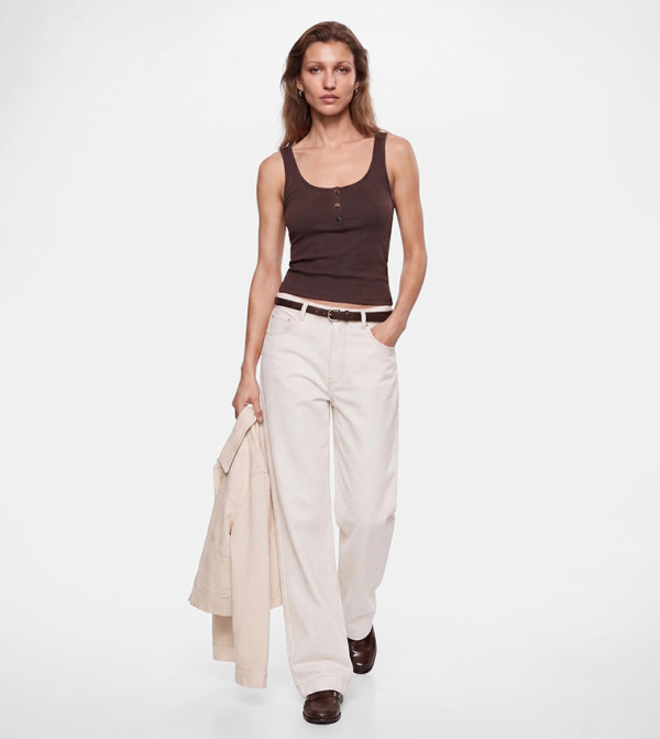 Ribbed Scoop Neck Tank Top