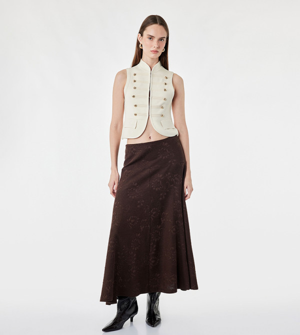 Floral Flared Midi Skirt