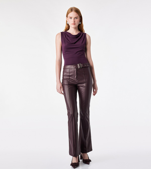 Solid Cowl Neck Sleeveless Top
