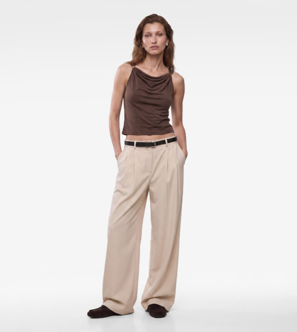 Solid Cowl Neck Sleeveless Top