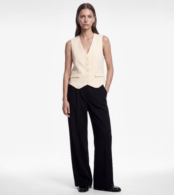 Solid V Neck Waistcoat