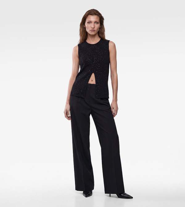 Sequins Crew Neck Sleeveless Top