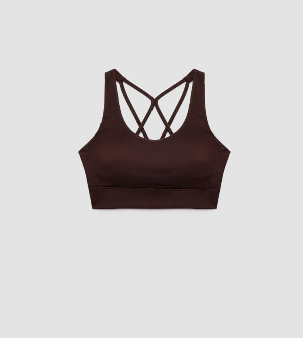 Solid Strappy Back Sports Bra