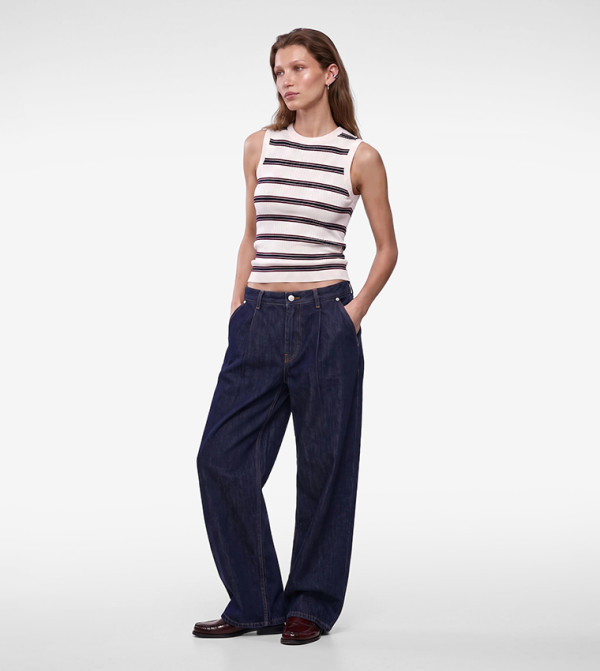 Striped Crew Neck Sleeveless Top