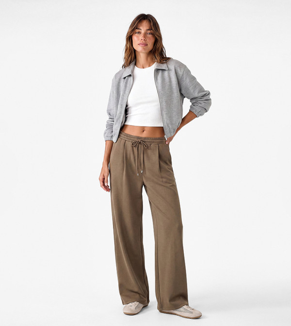 Drawstring Waist Wide Leg Sweatpants