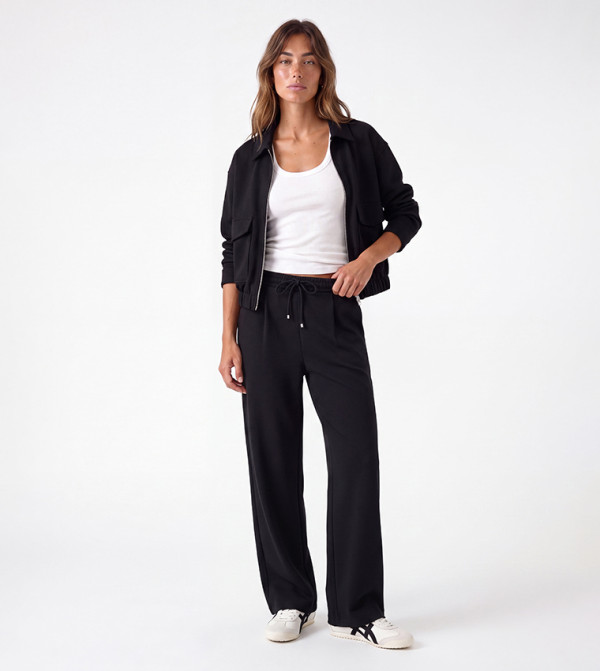 Solid Wide Leg Casual Pants
